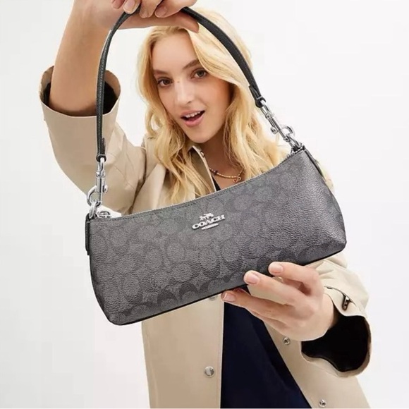 NEW Coach CX580 Metallic Signature Charlotte
Shoulder Bag Handbag Gunmetal Multi - Picture 6 of 6